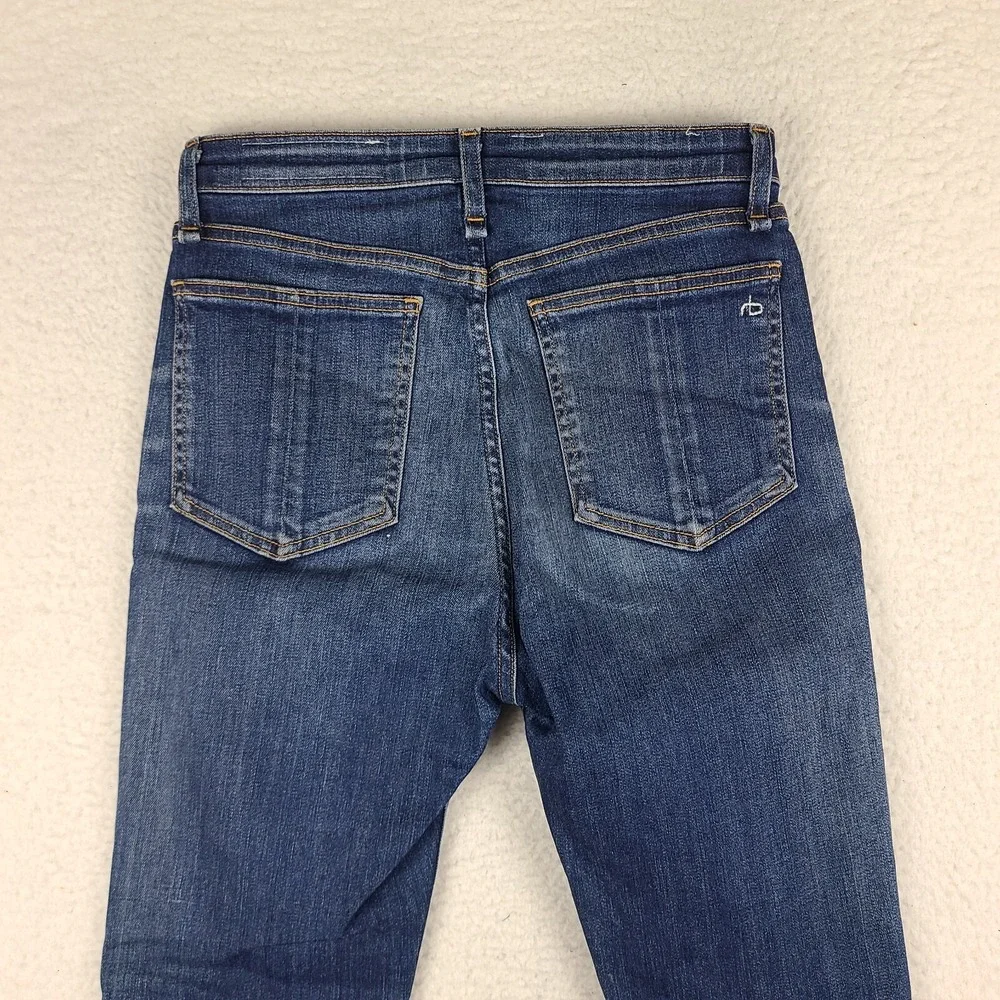 Rag Bone Jeans Womens 27x24 Blue Nina High Rise Skinny Fray Dark Wash‎ Denim - Picture 11 of 14